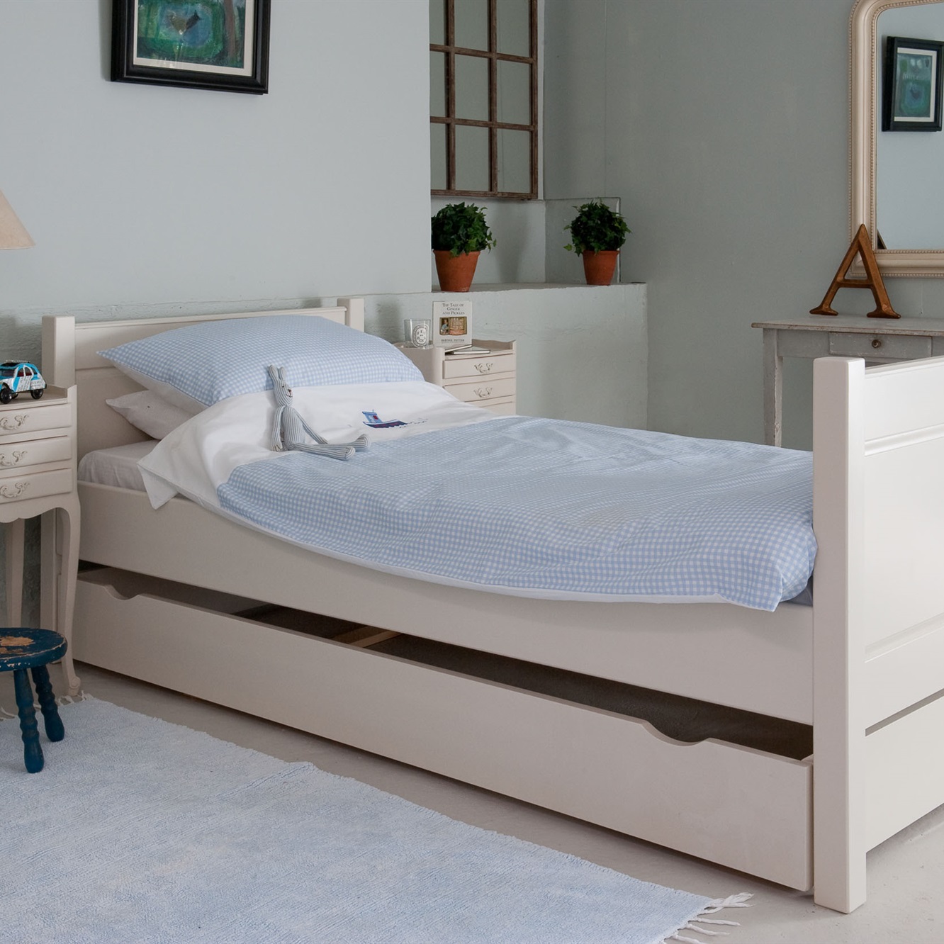 New England bed with underbed storage